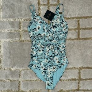 Nip Tuck Swim Floral Joanne Twist Front Design Tummy Control One Piece Swimsuit